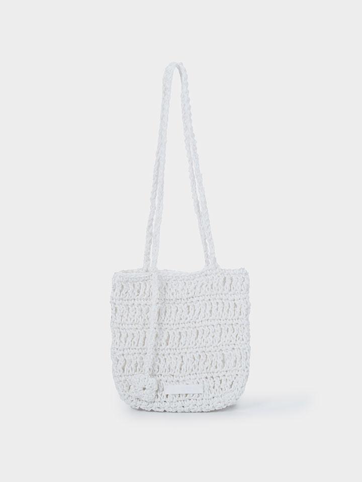 Flower Hand Knit Bag (White)