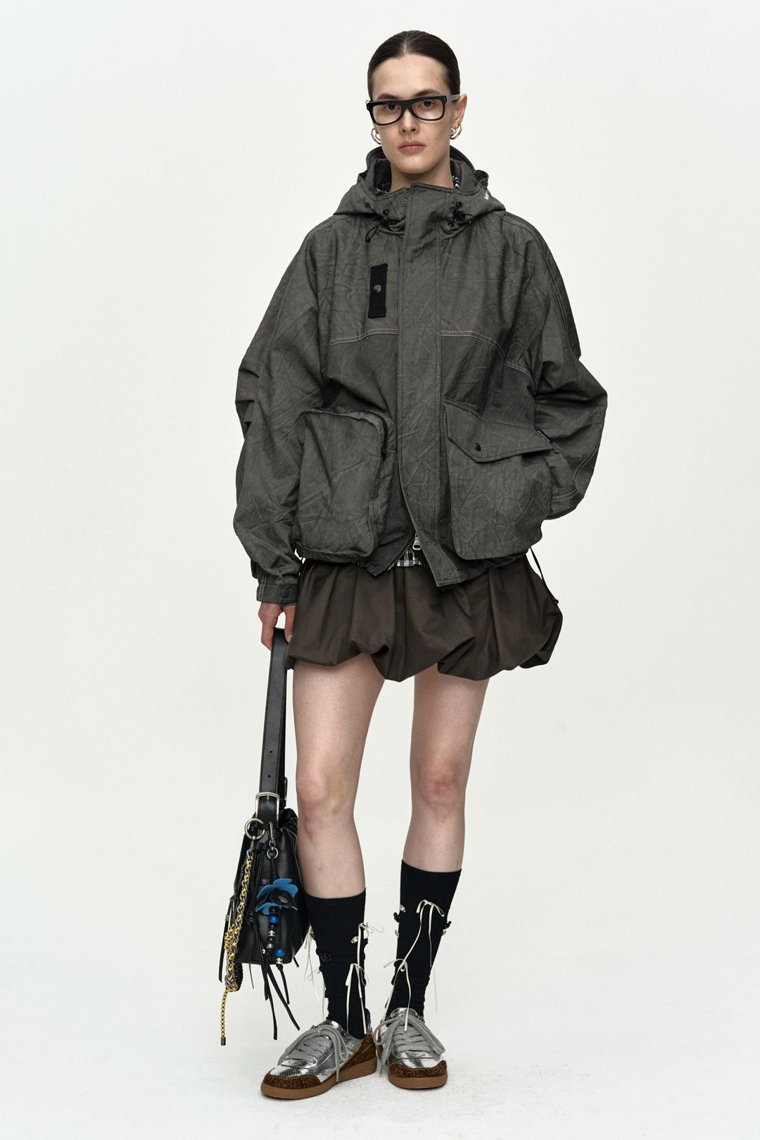 UNISEX TIE-DYED BEACH SHELL JACKET awa746u(CHARCOAL)