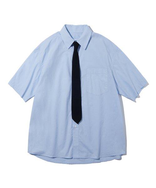 미니멀 코튼 반팔 셔츠_스카이 블루_CL136