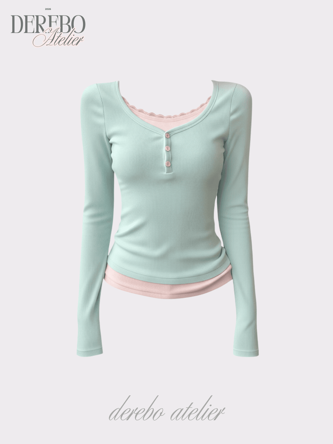 드레보루조 Mint pink layered t-shirt 민트 핑크 레이어드 티