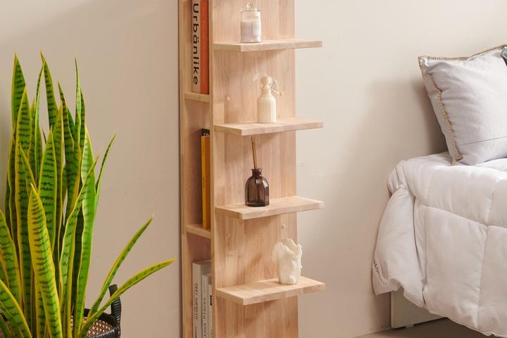 무토 고무나무 원목 북타워 틈새 선반 1color