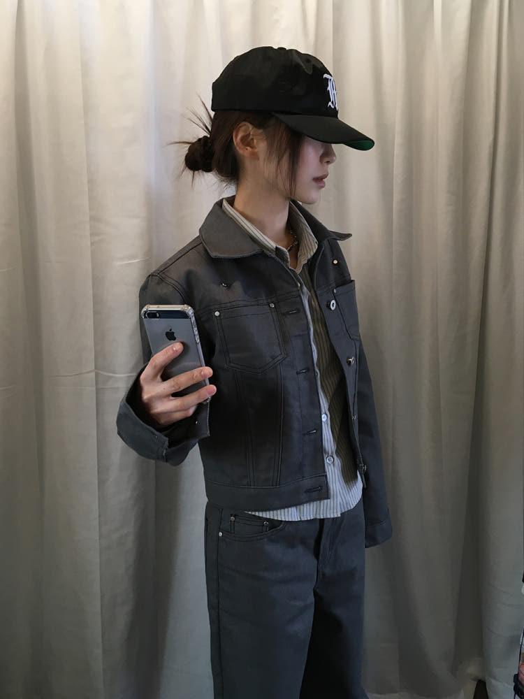 (W) 리벳 실버 데님 크롭 자켓 1c