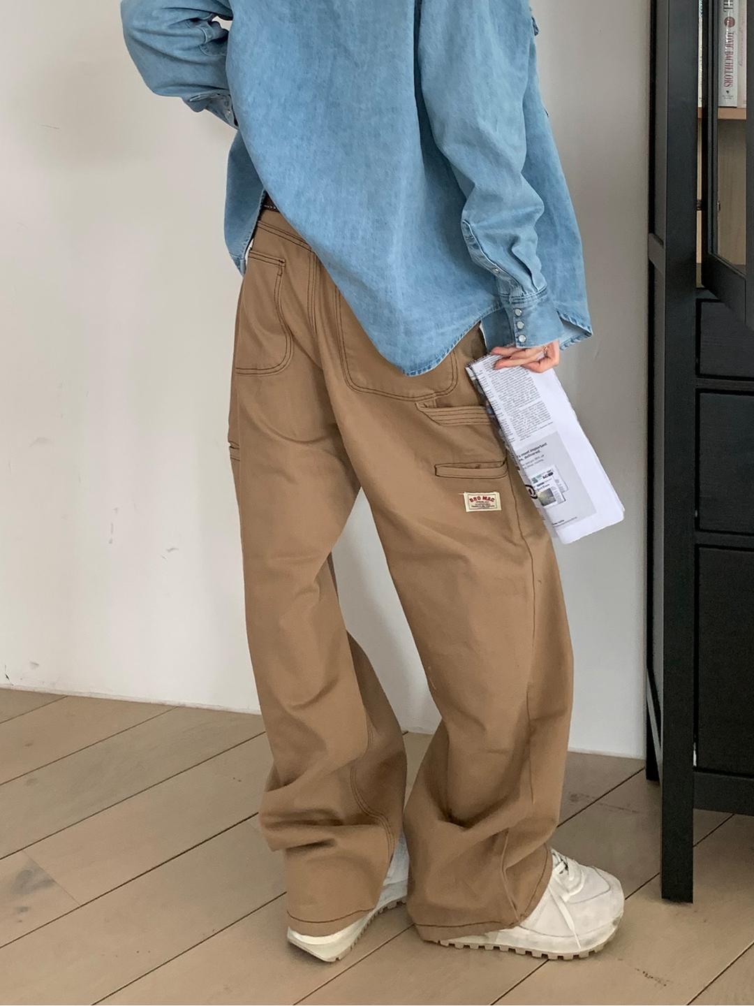 빈티지 라벨 워크 포켓 팬츠 (3color)