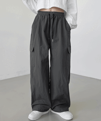 1+1할인[남녀공용/가격실화?!] 2단사이즈!! 힙하게 입기 좋은 나일론 카고 와이드팬츠