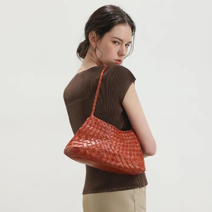 [파우치 SET] 네시아 위빙 숄더백_camel