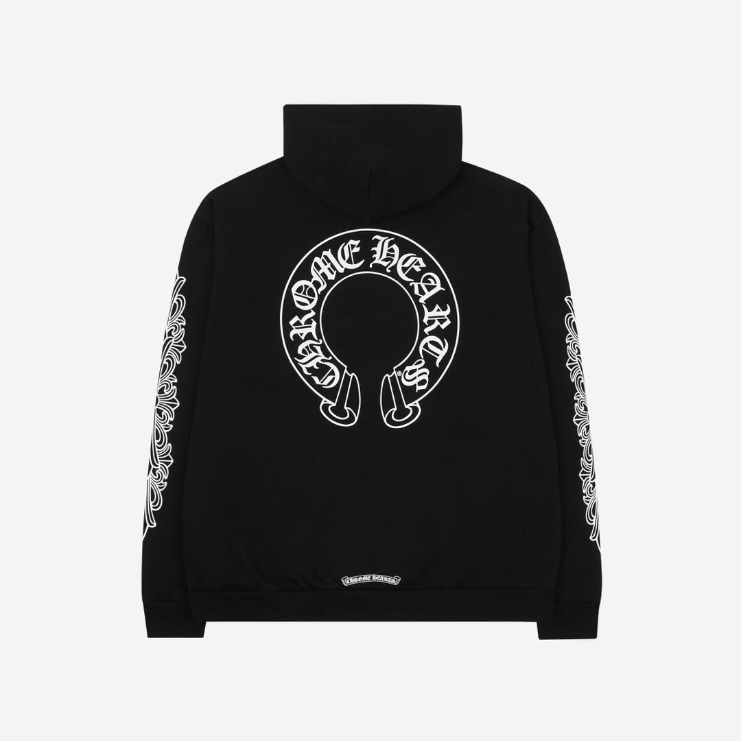 Chrome Hearts Horseshoe Floral Hoodie Black