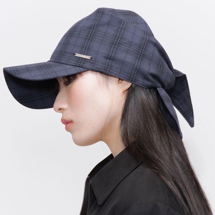 Tie-up scarf bandana cap CHECK