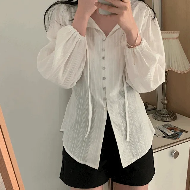제니 리본끈 블라우스