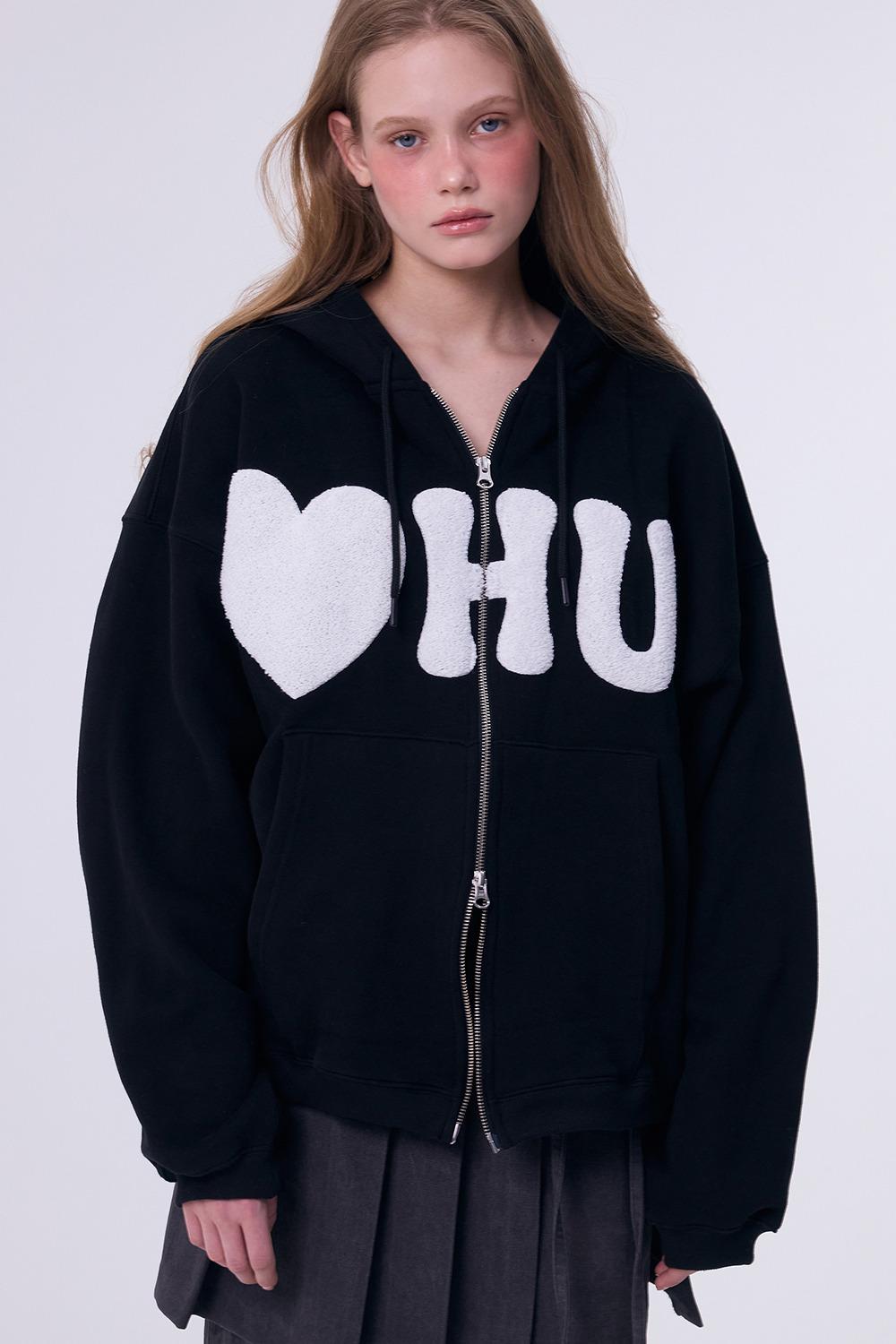 [SOLD OUT] ♥HU HOODIE ZIP UP (BLACK & WHITE)