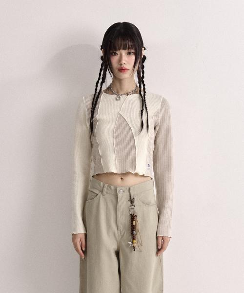 앤디아더(ANDTHEOTHER)  아이보리 웨이브 절개 긴팔 티셔츠 - 사이즈 & 후기 | 무신사