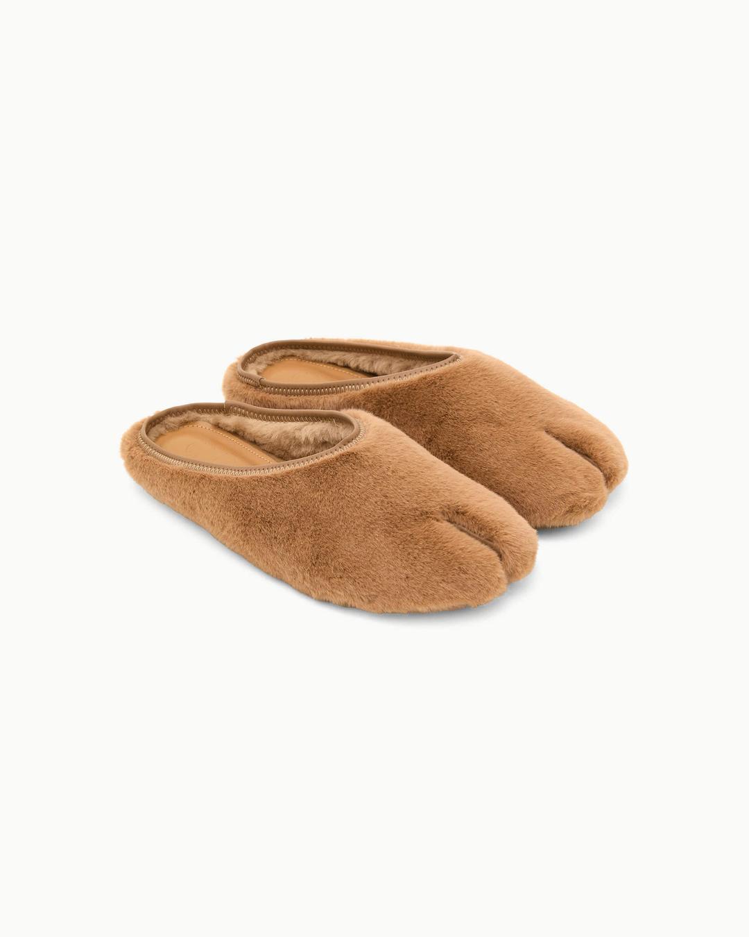 Round Fur Low Mule / Brown