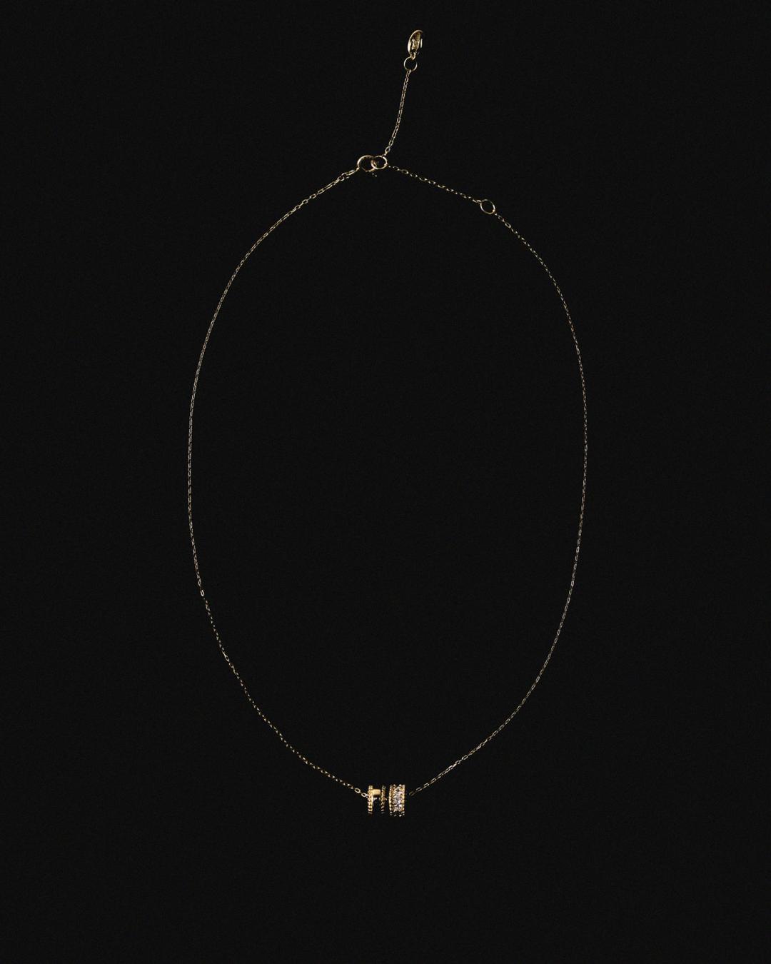 Laffini double pendant necklace gold