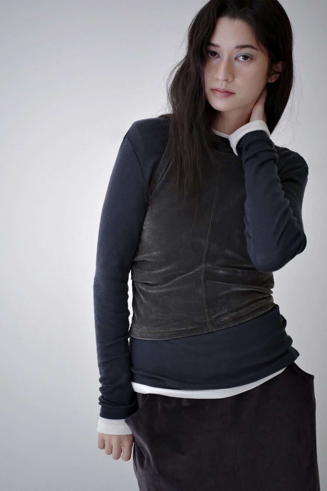 Velvet mesh sleeveless, Grey