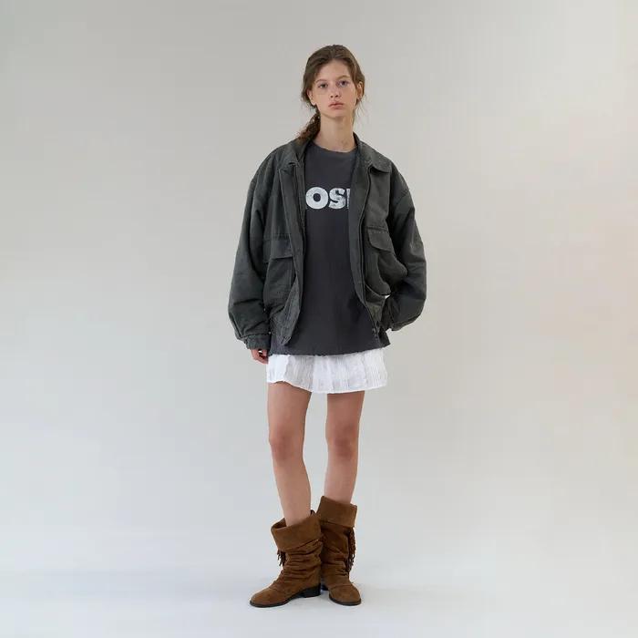 90s garment washing jumper (ash black)