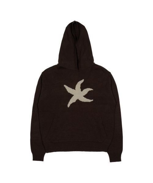 TCM starfish logo knit hoodie (brown)