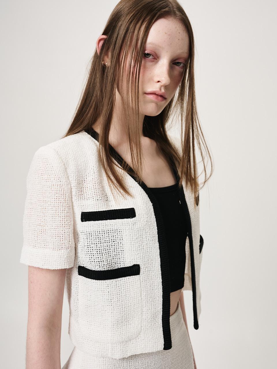 Summer Tweed Cardigan Jacket, White