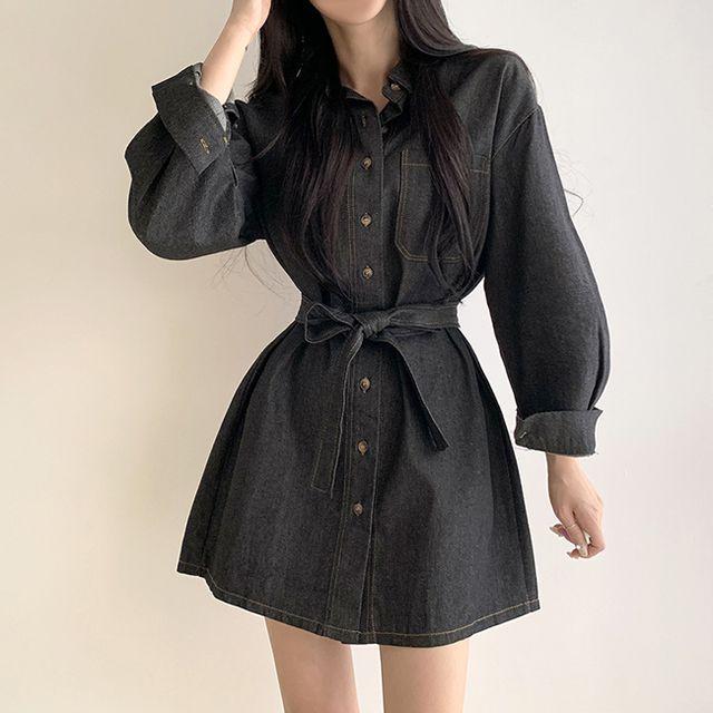 데님 허리끈 원피스