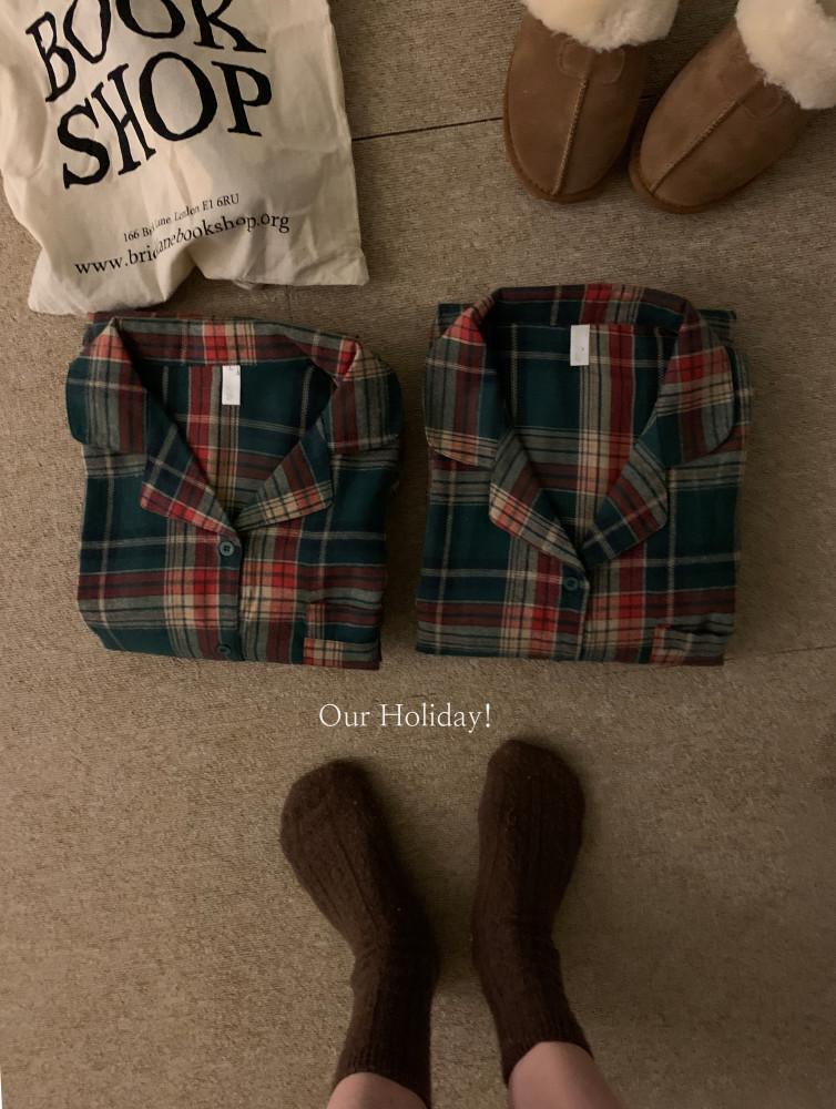 커플 타탄체크파자마 파자마파티 우정잠옷