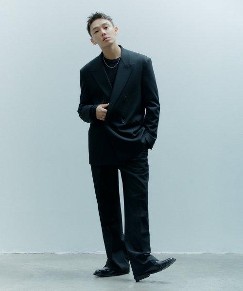 리얼 와이드 히든 밴딩 슬랙스 [블랙]