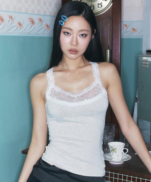 Zuri Lace Sleeveless Top (White Melange)