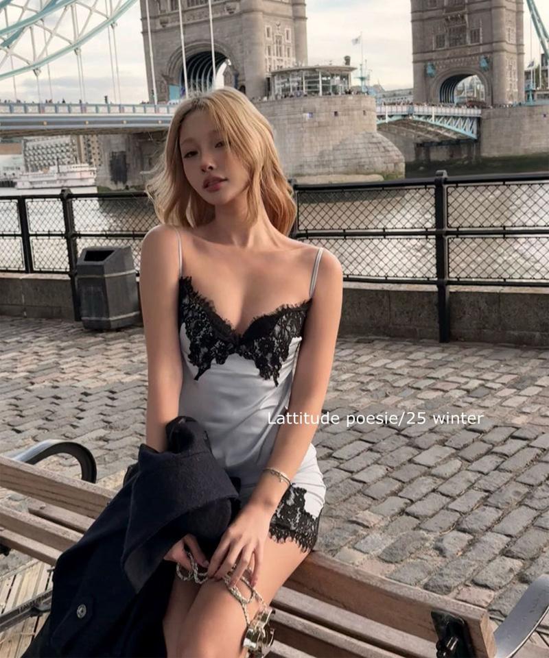 레이스 슬립 미니원피스