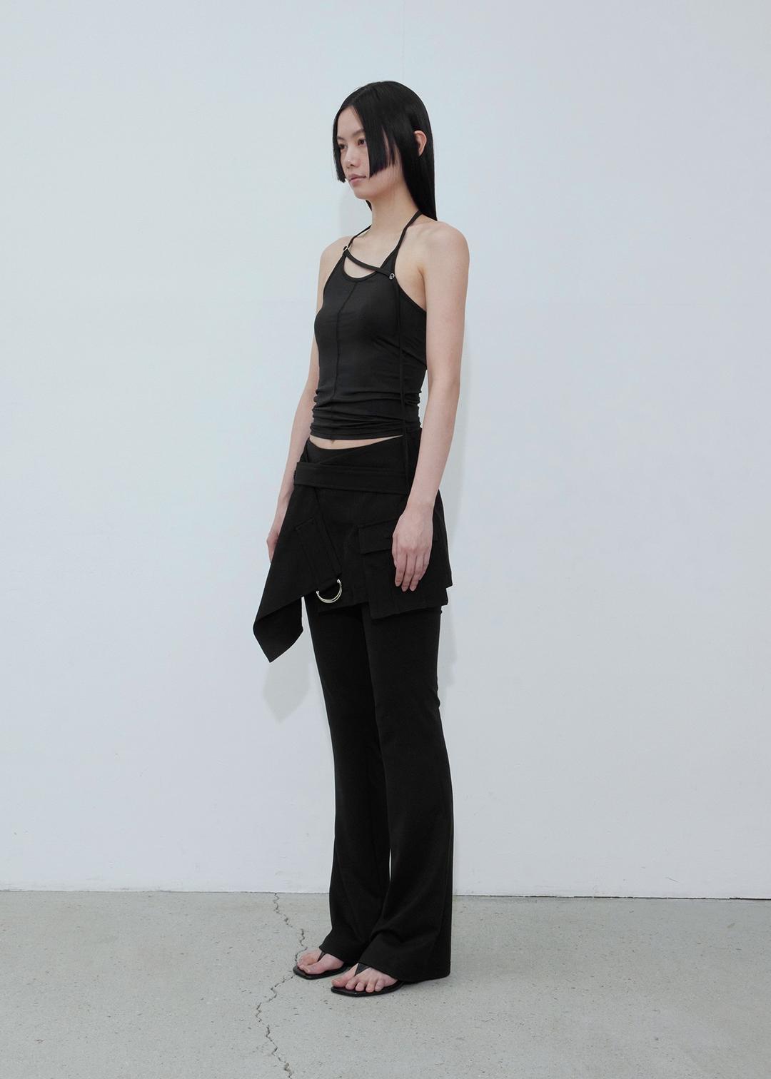HALTER TIED TOP, BLACK