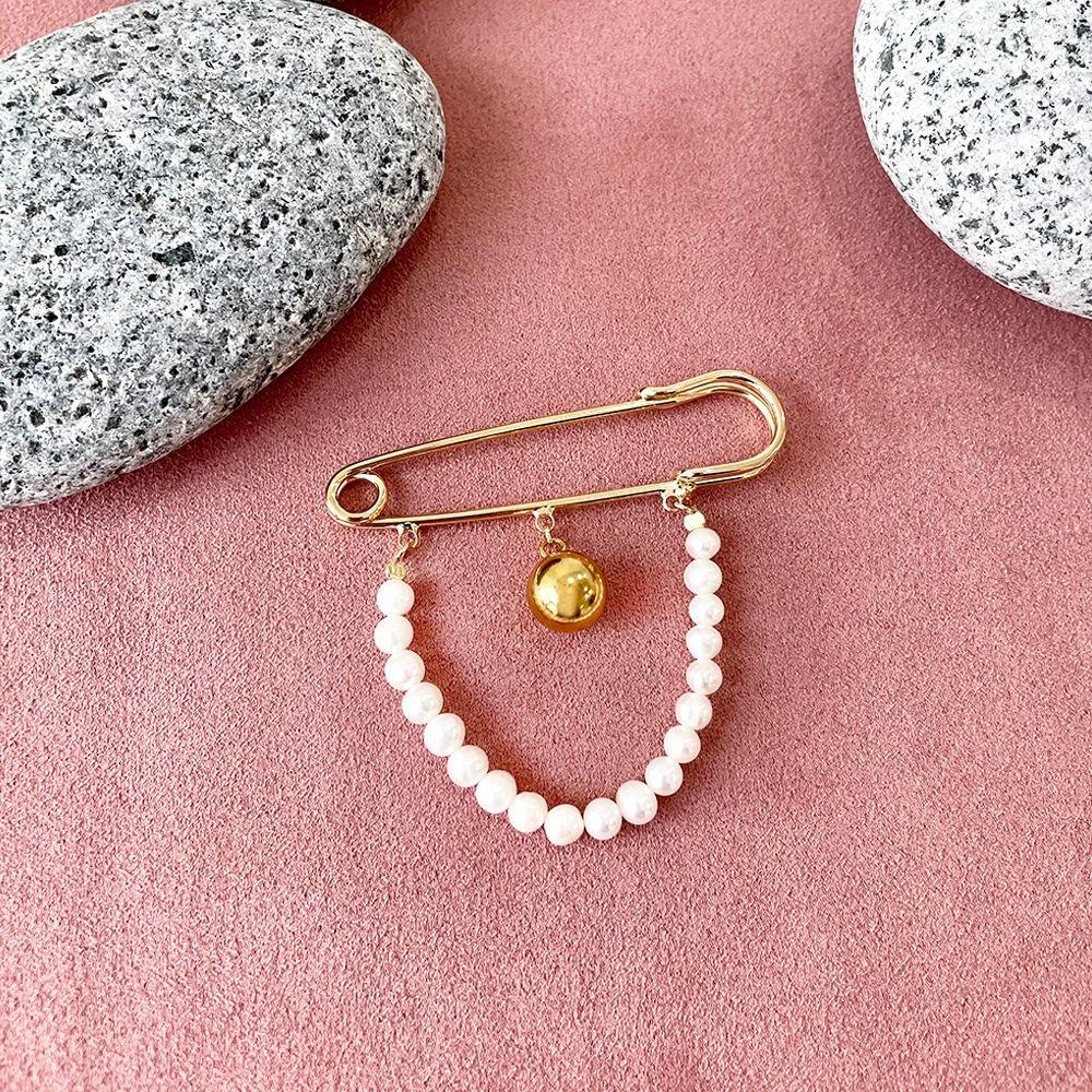 [삿치] PEARL CHAIN BALL BROOCH