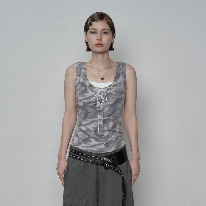 CAMO RAW EDGE SLEEVELESS / BLUE