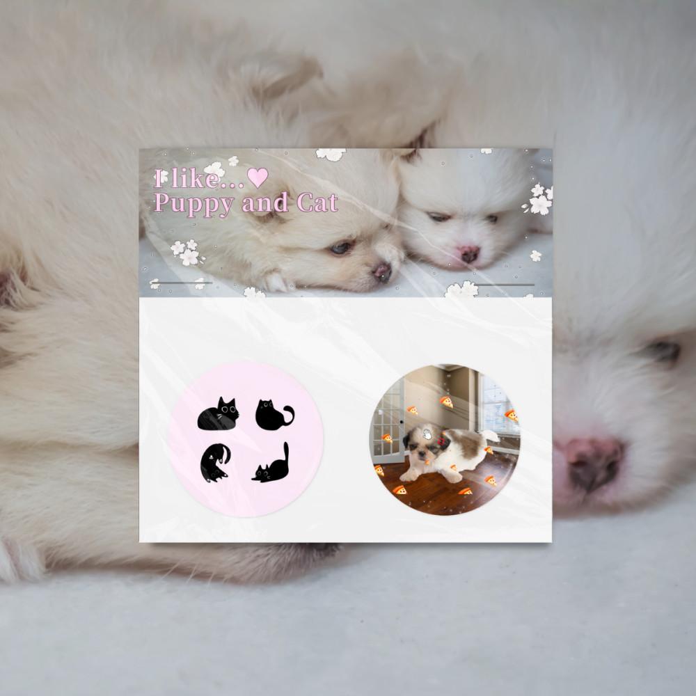 [totomi⋆토토미] I like puppy and cat pin button set