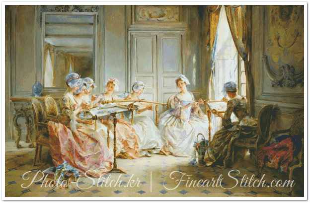 The Embroidery Class, Fine Art Cross Stitch Patterns PDF, Madeleine Jeanne Lemaire