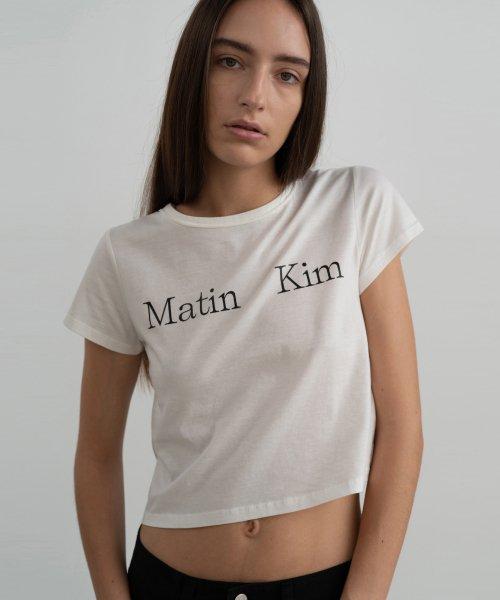 MATIN KIM LOGO SILKET CROP TOP