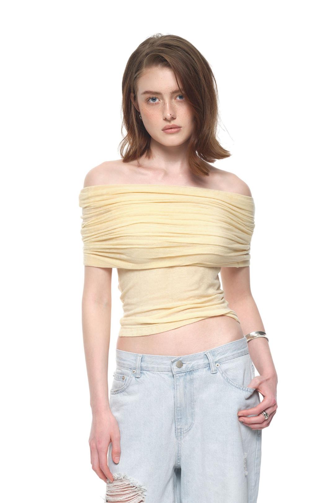 FOLDOVER OFF-SHOULDER TOP (LEMON)