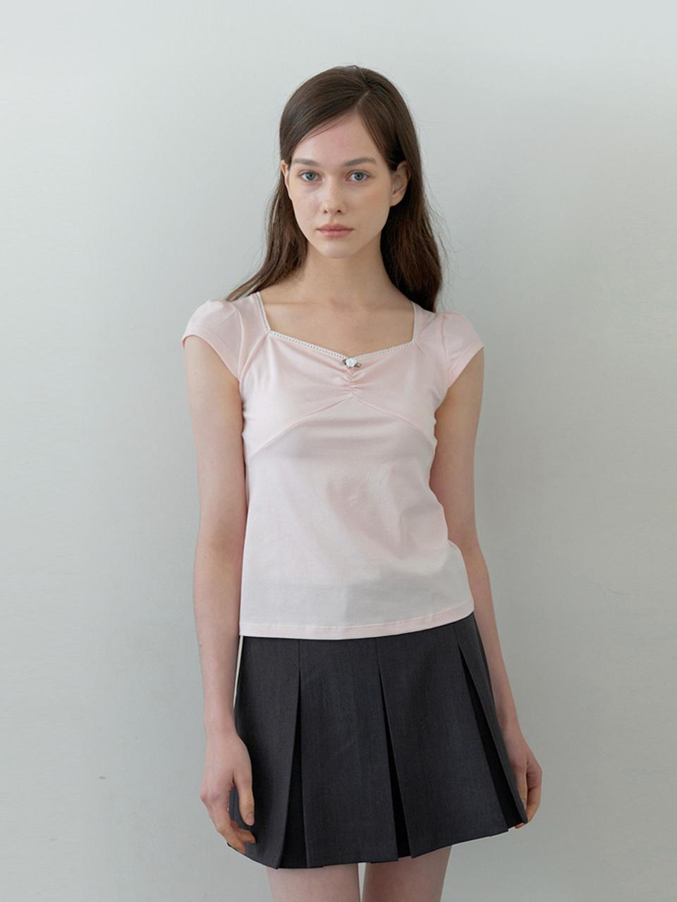 rosy shirring top - baby pink