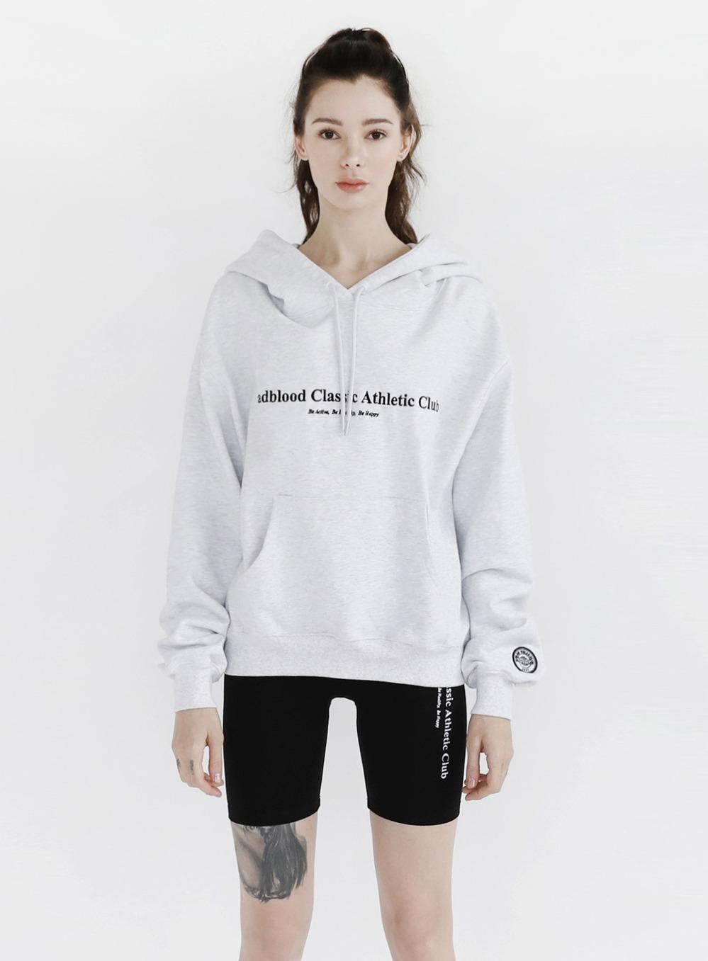 [at-sweatshirt22-082]클래식 애슬릭 로고 헤비웨이트 숏 후드 - 애쉬그레이