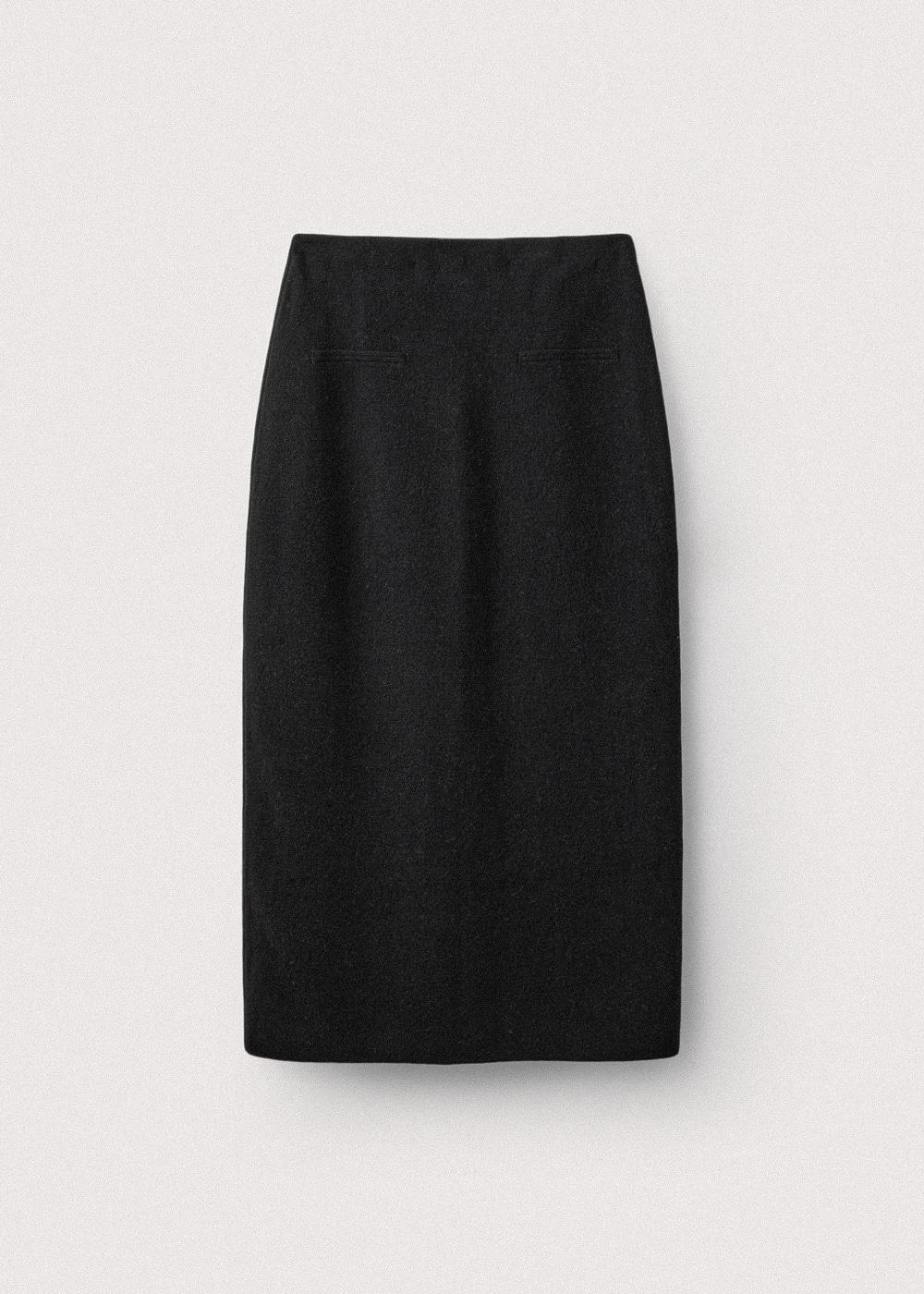 Wool Cashmere Double Faced Maxi Skirt_Black