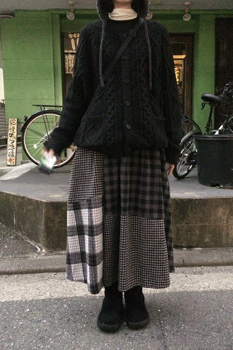 우츠 빈티지 체크 스커트