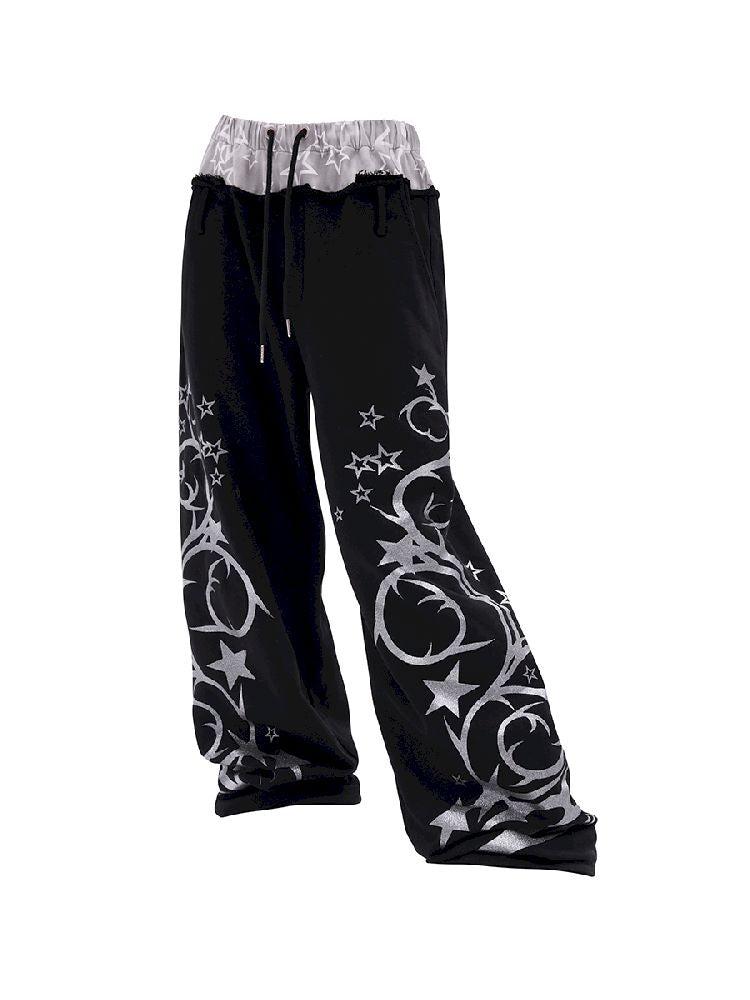 반짝이 인쇄 거짓 2 조각 스웨트 팬츠 [S0000011246]