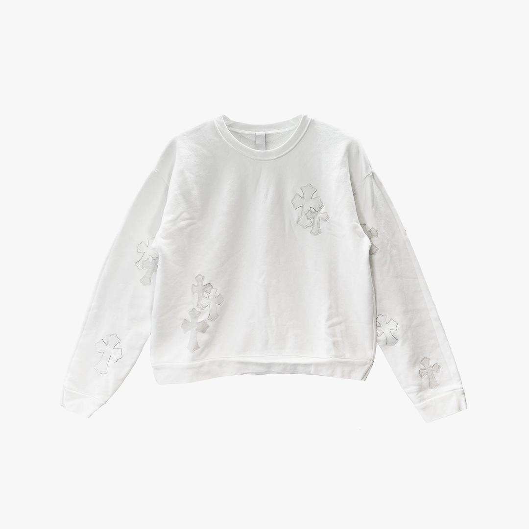 Chrome Hearts White Leather Cross Sweatshirt - M
