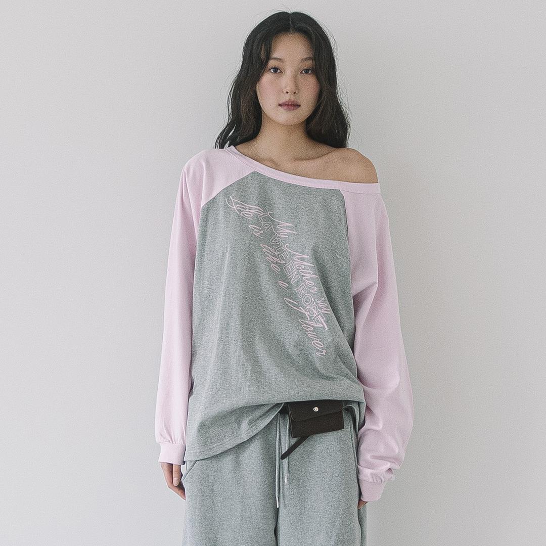 LVER BOAT NECK RAGLAN L/S TEE(GREY)