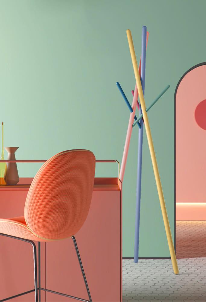 지니스홈 컬러 원목 스탠드 옷걸이 키즈 현관 침실 거실 원룸 모자 옷 가방 우드 행거