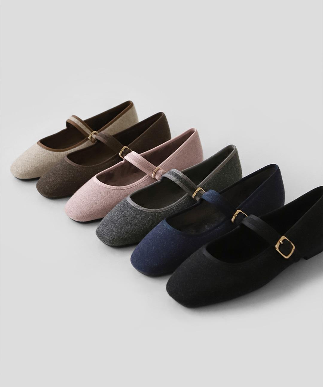 사뿐 셀로니 털안감 메리제인 플랫슈즈 (1cm)