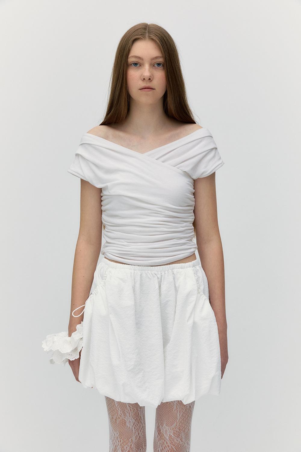 DOUBLE DRAPE LAYERED TOP [WHITE]