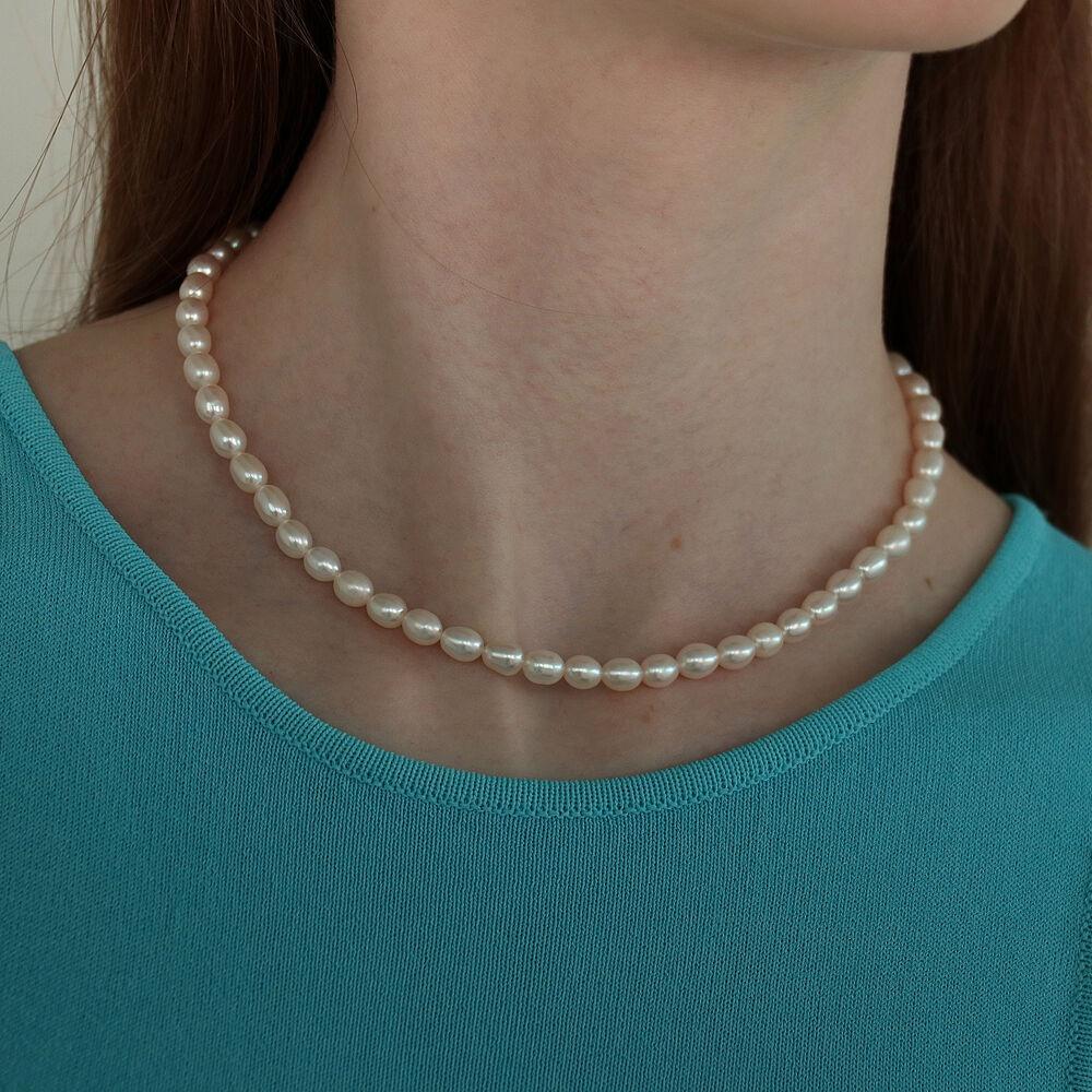 [담수진주] 14K GOLD-FILLED RICE PEARL NECKLACE
