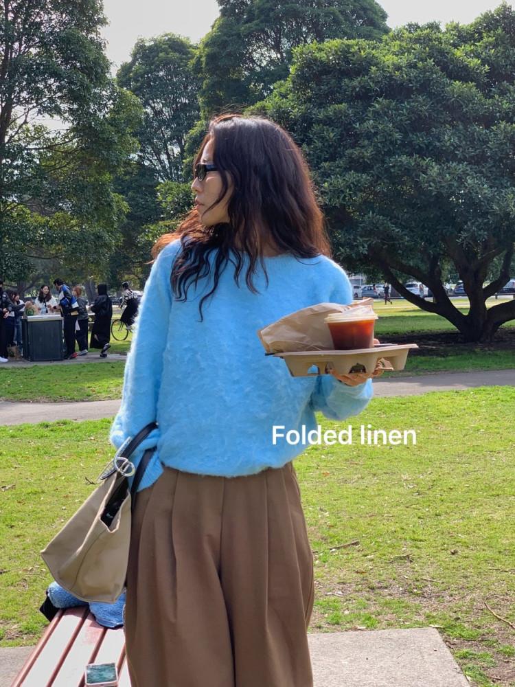 Vasil 바질 푸시팝 니트 라운드넥 루즈핏 헤어리 니트(4color)