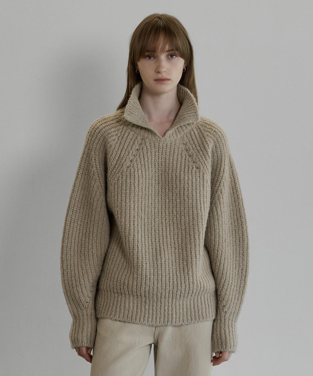 Curved sleeve pullover - Beige
