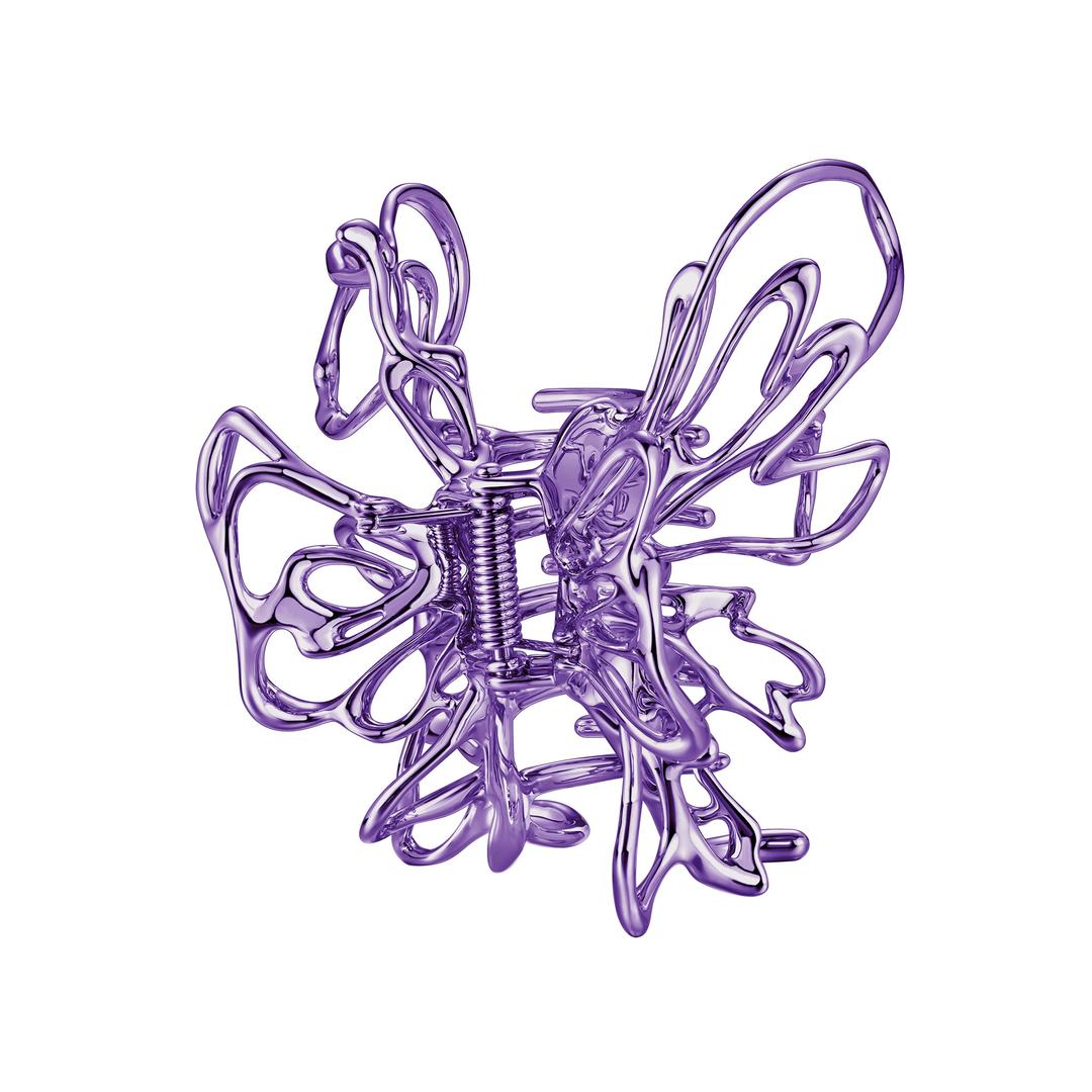 Ripple / Colored Liquefied metal butterfly hair clamp - Large / Purple