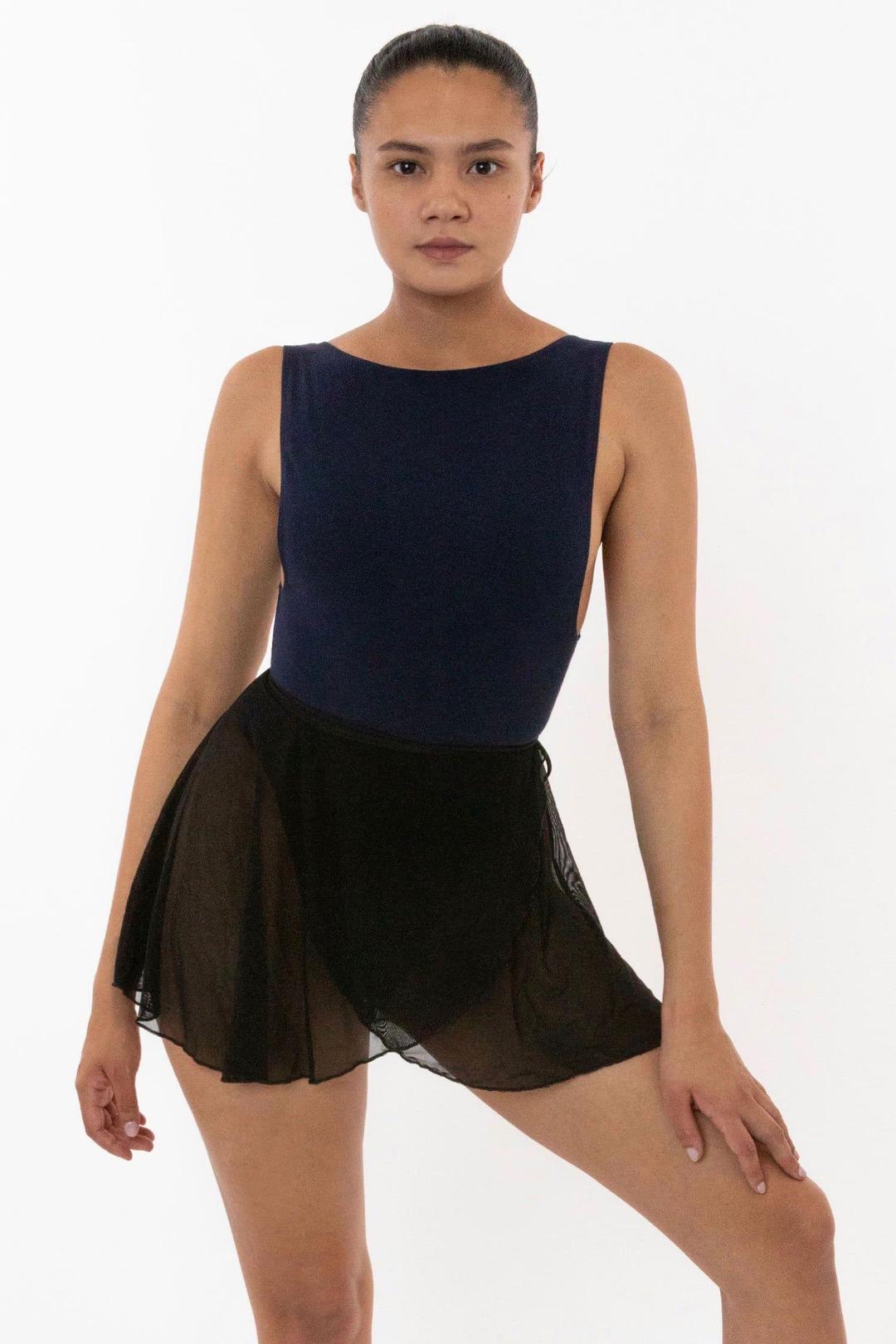 RNS300 - Micro Mesh Ballet Wrap Skirt - Black / XS/S