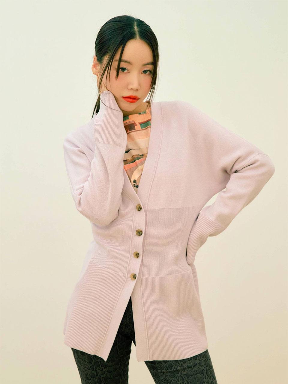 Drop Shoulder Wool Cardigan, greige