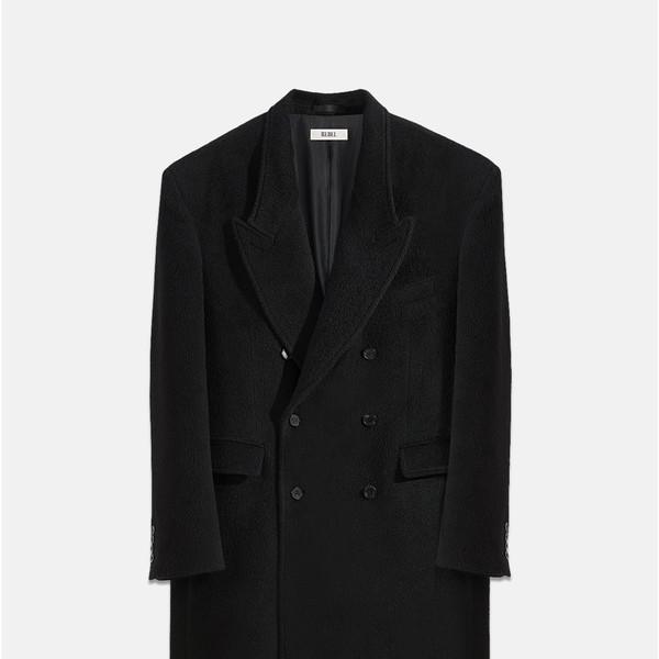 OVERSIZED ALPACA DOUBLE BREASTED COAT [BLACK]