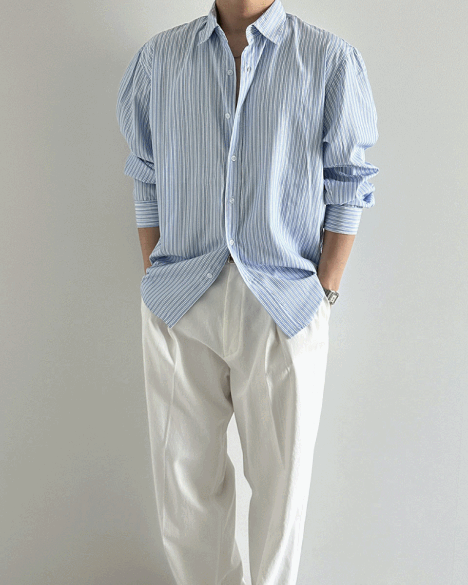 실켓 스트라이프 셔츠(sky 컬러 6.25 전후 입고 예정)